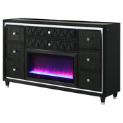 Lorient 8-drawer LED Bedroom Flame Box Dresser Black - detail 4