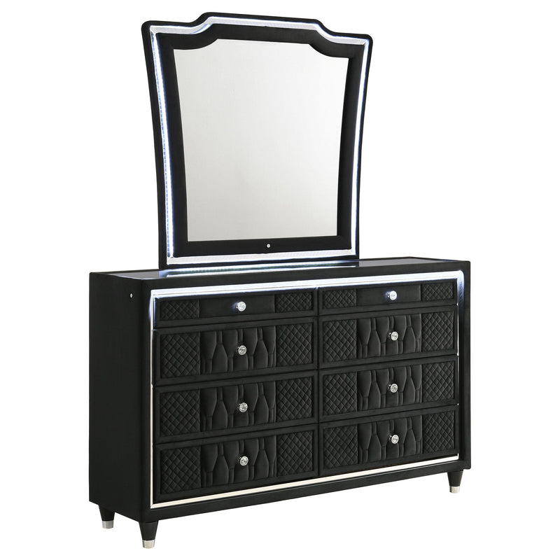 Lorient 8-drawer LED Dresser with Mirror Black - alternate view