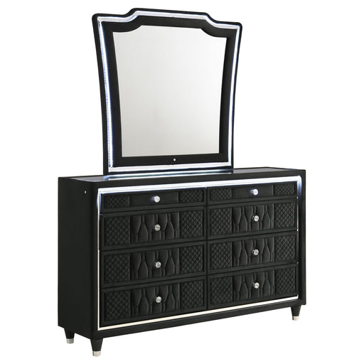 Lorient 8-drawer LED Dresser with Mirror Black - alternate view