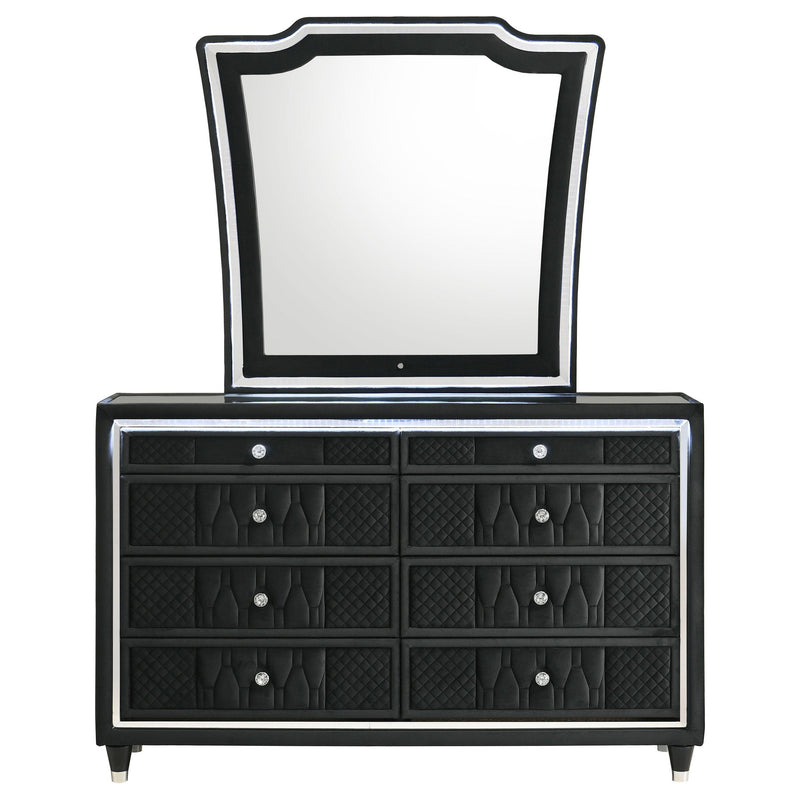 Lorient 8-drawer LED Dresser with Mirror Black - detail 3
