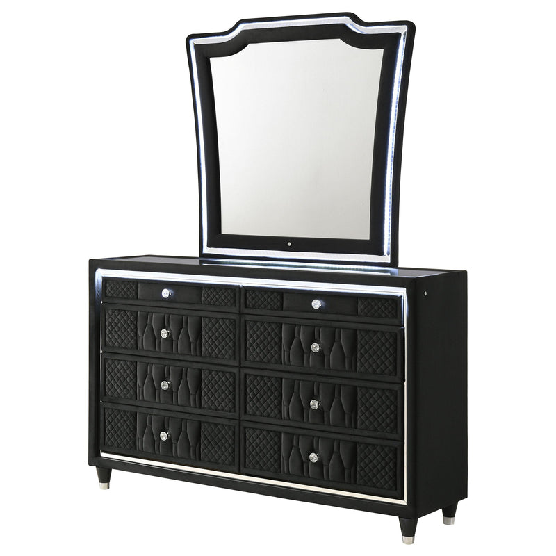 Lorient 8-drawer LED Dresser with Mirror Black - detail 4