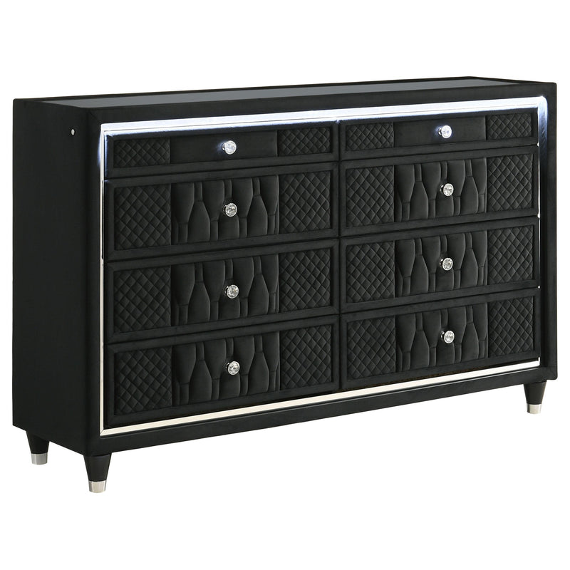 Lorient 8-drawer LED Bedroom Dresser Cabinet Black - alternate view