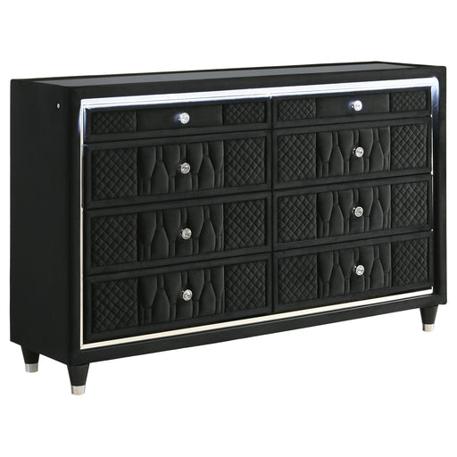 Lorient 8-drawer LED Bedroom Dresser Cabinet Black - alternate view