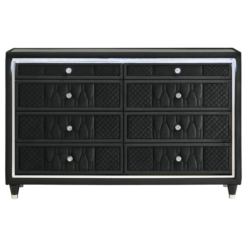 Lorient 8-drawer LED Bedroom Dresser Cabinet Black - detail 3