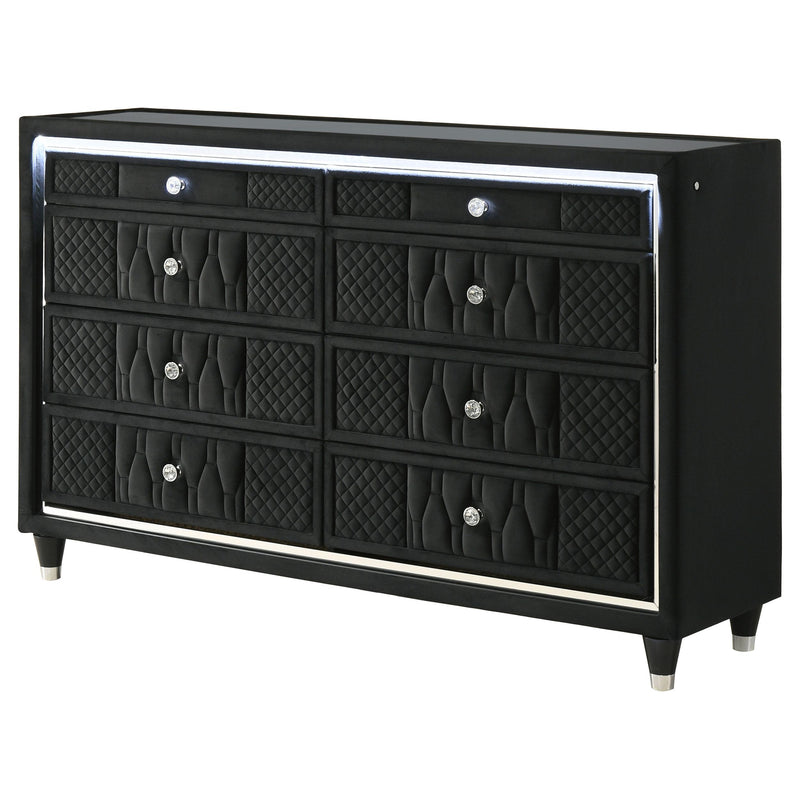 Lorient 8-drawer LED Bedroom Dresser Cabinet Black - detail 4