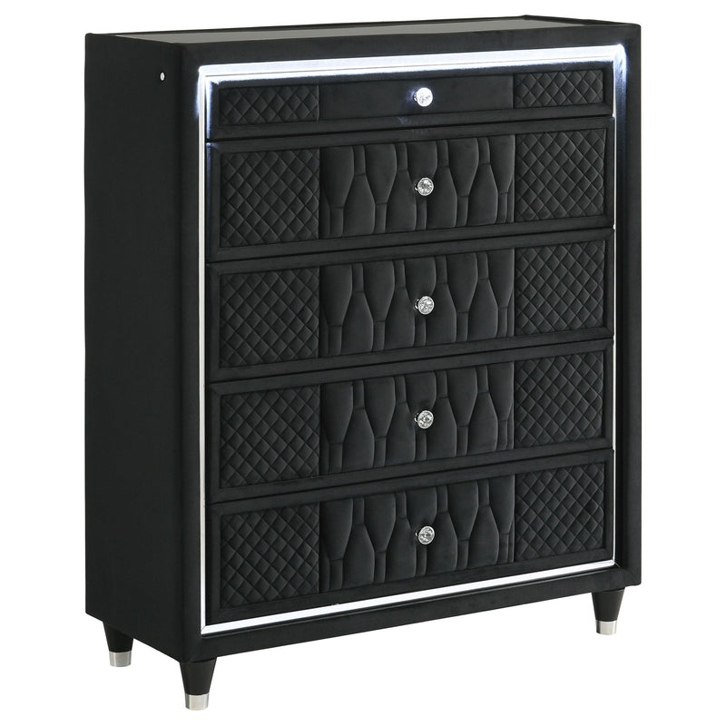 Lorient 5-drawer LED Chest of Drawers Black - alternate view