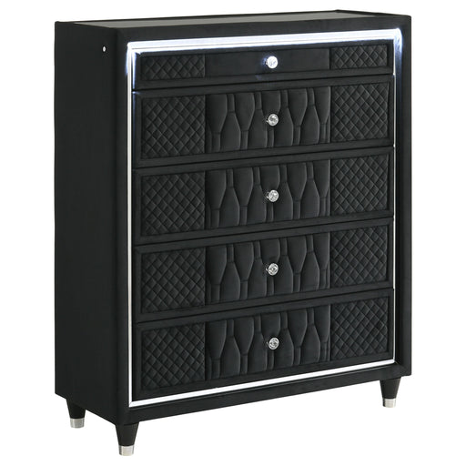 Lorient 5-drawer LED Chest of Drawers Black - alternate view