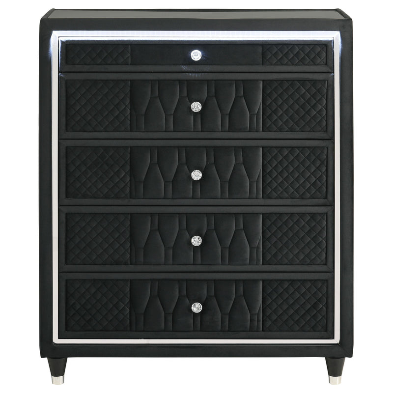 Lorient 5-drawer LED Chest of Drawers Black - detail 3
