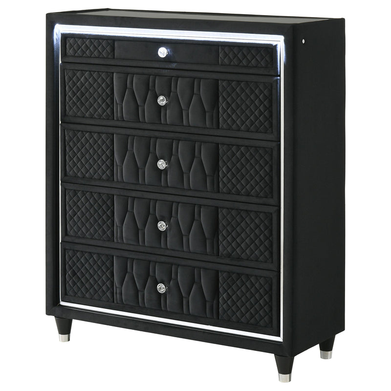 Lorient 5-drawer LED Chest of Drawers Black - detail 4