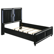 Ravenne 5-piece Velvet Upholstered Queen LED Bedroom Set Black - detail 3