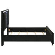 Ravenne Velvet Upholstered Queen LED Panel Bed Black - detail 6