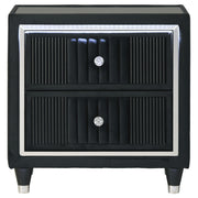 Ravenne 2-drawer Velvet Upholstered LED Nightstand with USB Black - detail 3