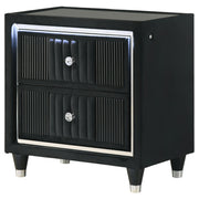 Ravenne 2-drawer Velvet Upholstered LED Nightstand with USB Black - detail 4