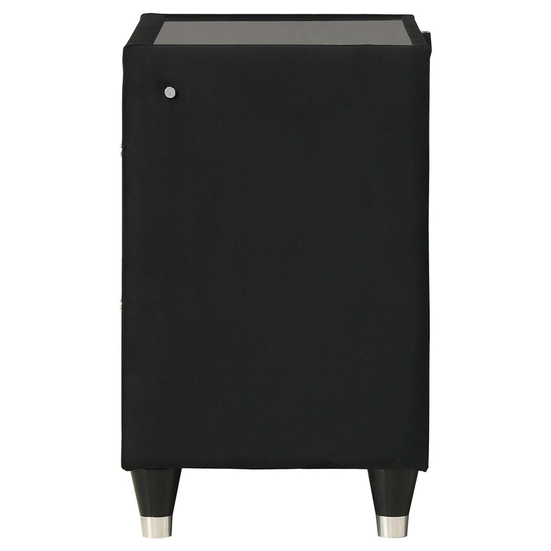 Ravenne 2-drawer Velvet Upholstered LED Nightstand with USB Black - detail 5