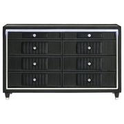 Ravenne 8-drawer Velvet Upholstered LED Dresser Cabinet Black - detail 3