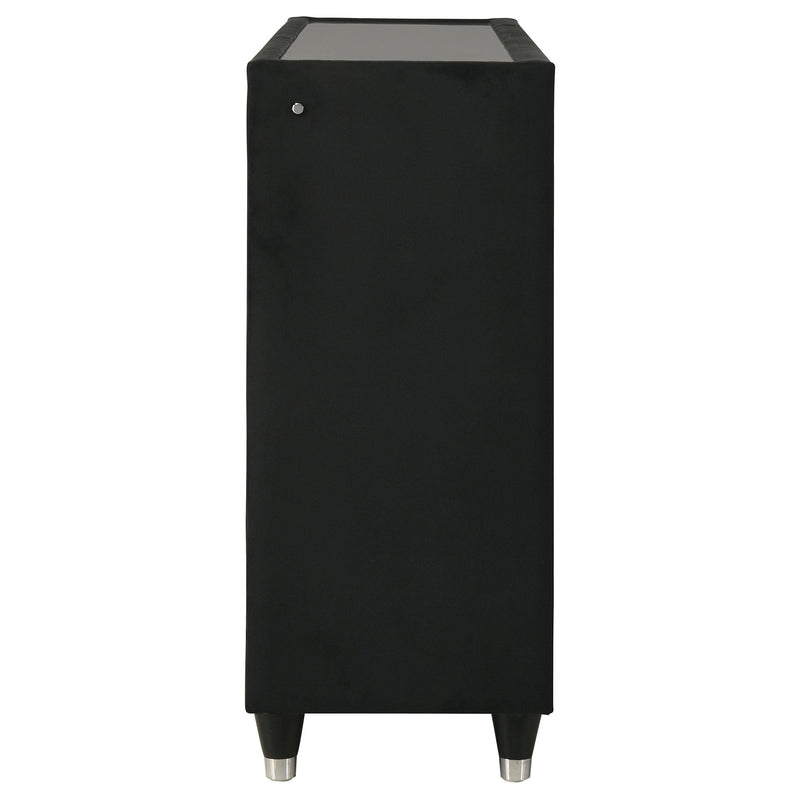 Ravenne 8-drawer Velvet Upholstered LED Dresser Cabinet Black - detail 5