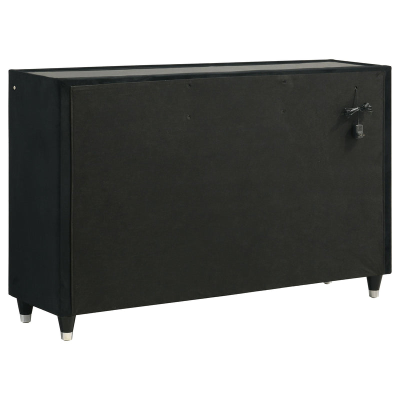 Ravenne 8-drawer Velvet Upholstered LED Dresser Cabinet Black - detail 6