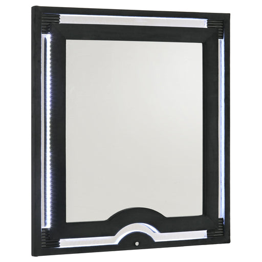 Ravenne Velvet Upholstered LED Dresser Mirror Black - alternate view