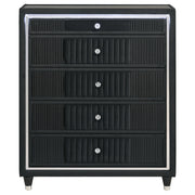 Ravenne 5-drawer Velvet Upholstered LED Chest of Drawers Black - detail 3