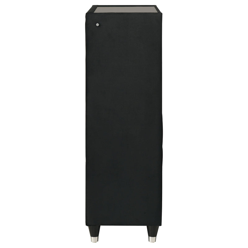 Ravenne 5-drawer Velvet Upholstered LED Chest of Drawers Black - detail 5