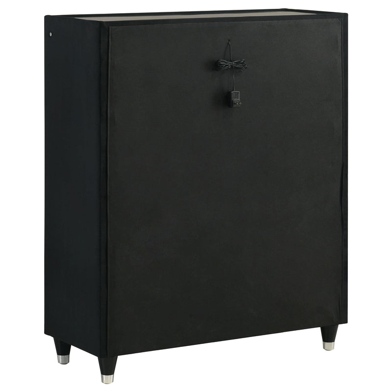 Ravenne 5-drawer Velvet Upholstered LED Chest of Drawers Black - detail 6