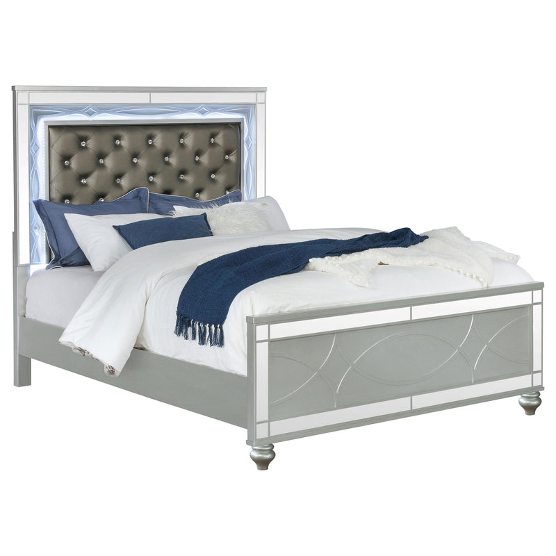 Gunnison Wood Queen LED Panel Bed Silver Metallic - detail 3