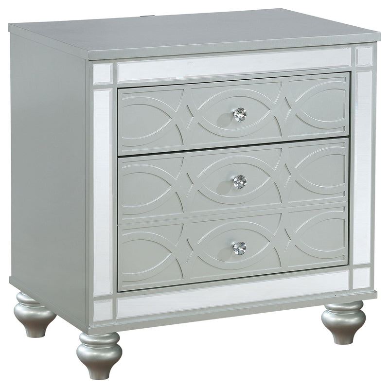 Gunnison 2-drawer Nightstand Silver Metallic - alternate view