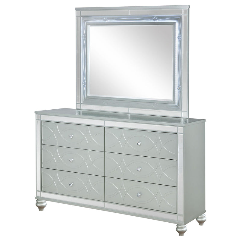 Gunnison 6-drawer Dresser with Mirror Silver Metallic - detail 4