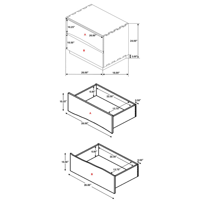 Winslow 2-drawer Nightstand Smokey Walnut - detail 3