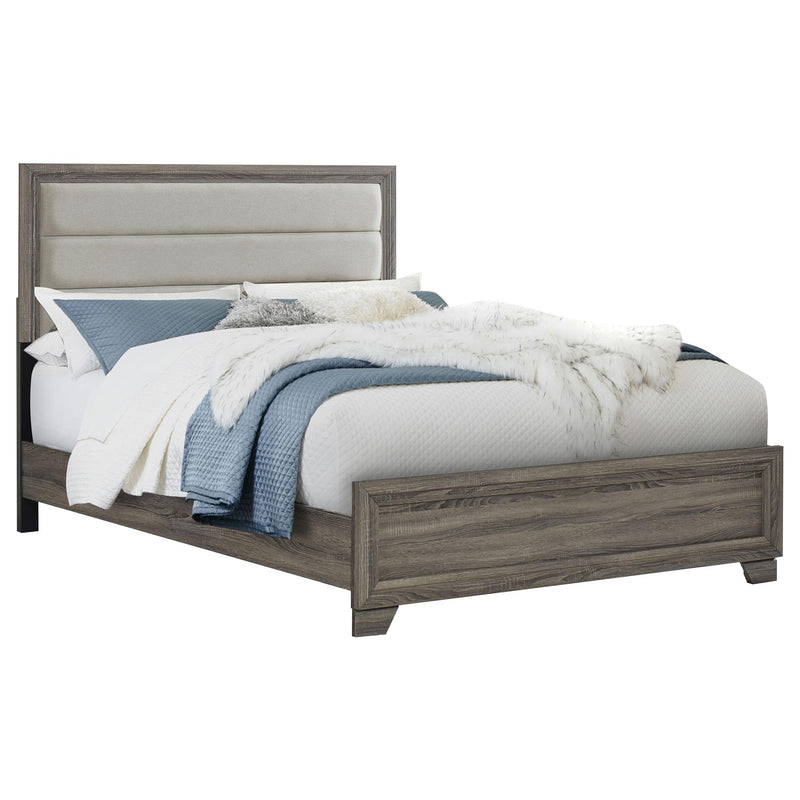 Wright 52-inch Upholstered Queen Bed Brown Oak - detail 3