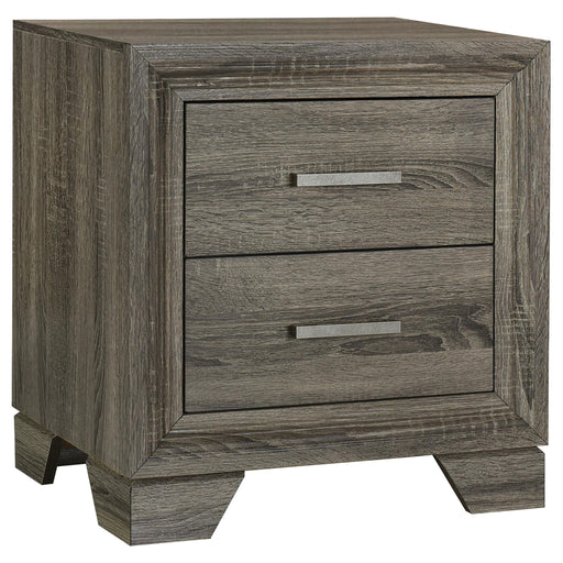Wright 2-drawer Nightstand Bedside Table Brown Oak - alternate view