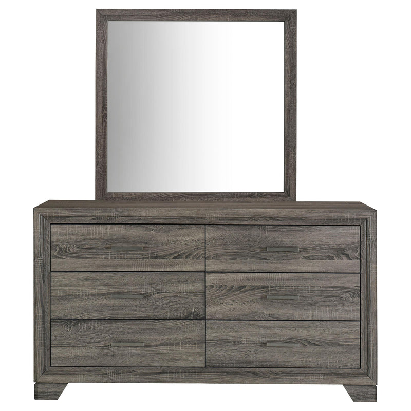Wright 6-drawer Dresser and Mirror Brown Oak - detail 3