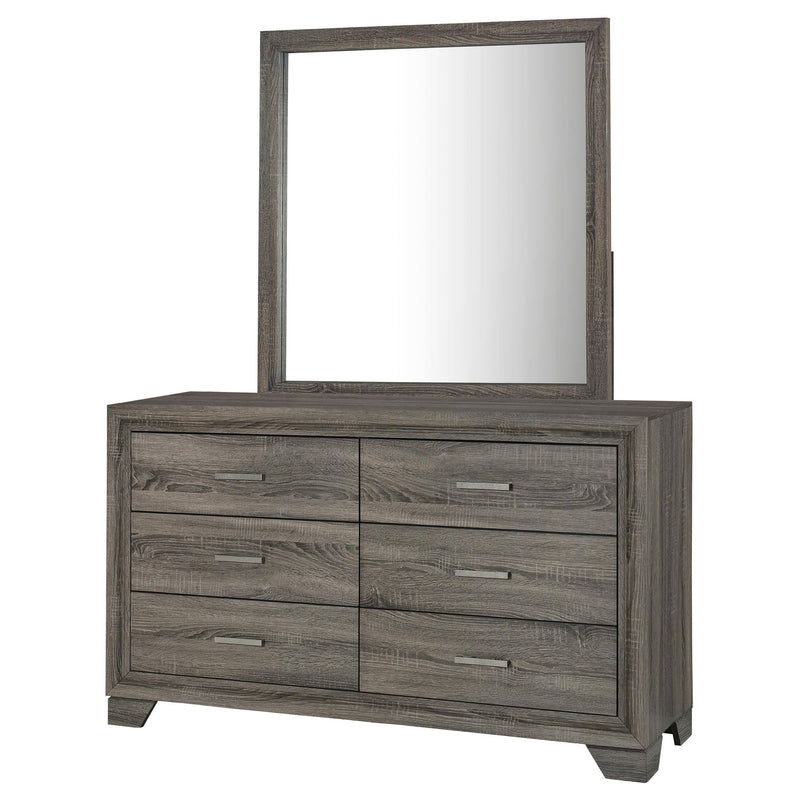 Wright 6-drawer Dresser and Mirror Brown Oak - detail 4