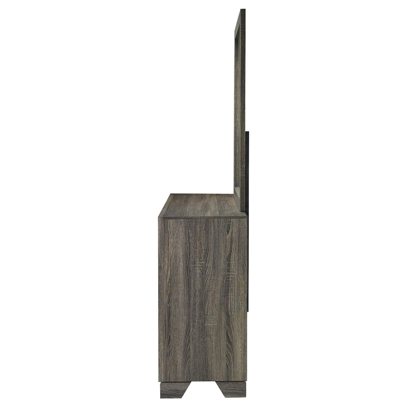 Wright 6-drawer Dresser and Mirror Brown Oak - detail 5