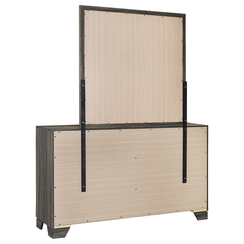 Wright 6-drawer Dresser and Mirror Brown Oak - detail 6