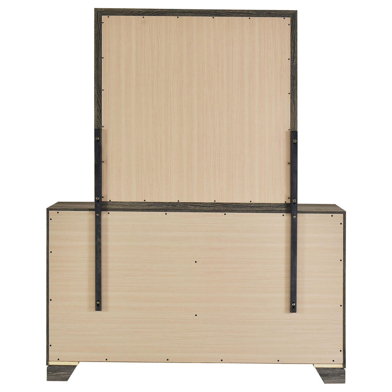 Wright 6-drawer Dresser and Mirror Brown Oak - detail 7
