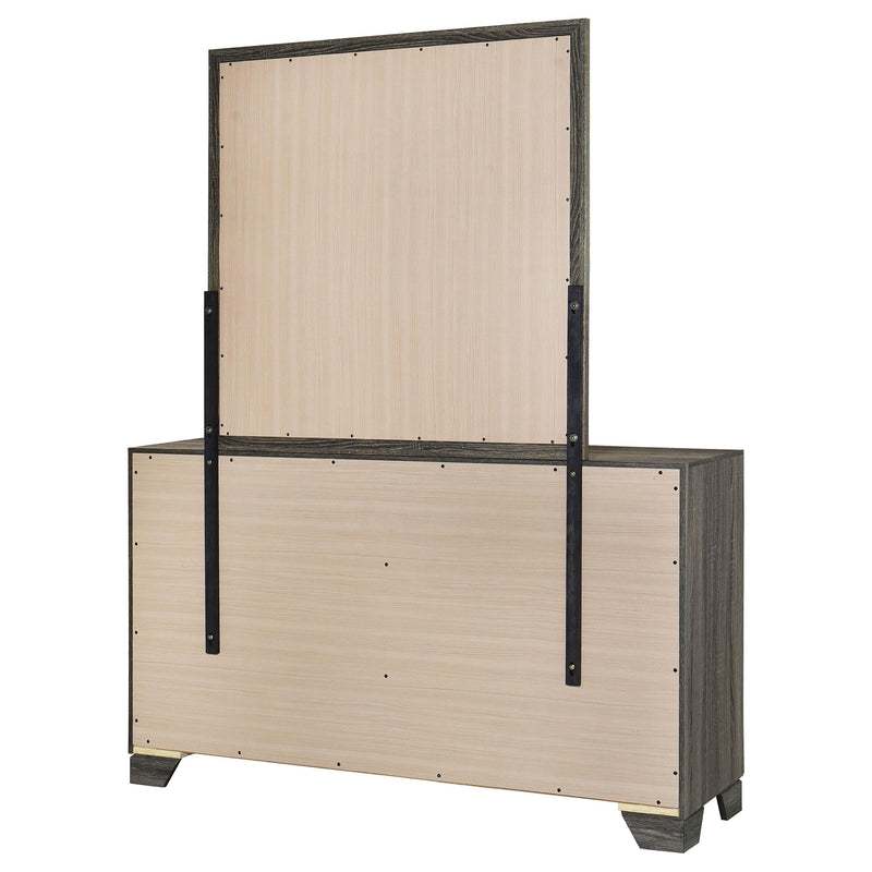 Wright 6-drawer Dresser and Mirror Brown Oak - detail 8