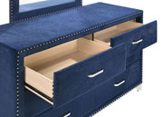 Melody 6-drawer Upholstered Dresser with Mirror Pacific Blue - detail 3