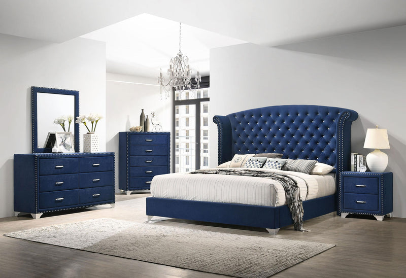 Melody 6-drawer Upholstered Dresser with Mirror Pacific Blue - detail 6