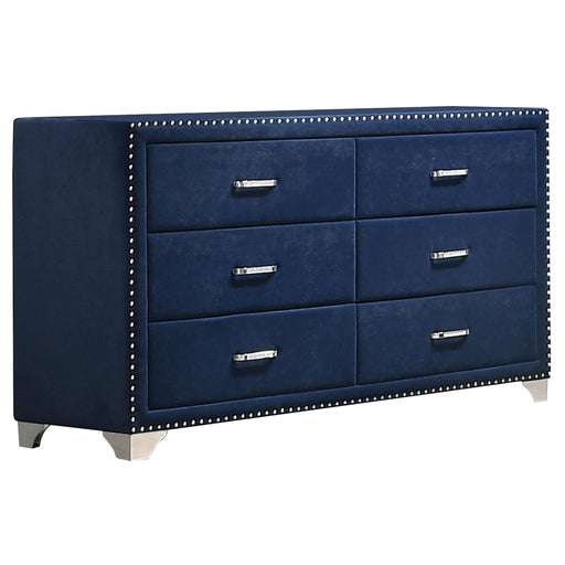 Melody 6-drawer Upholstered Dresser Pacific Blue - alternate view