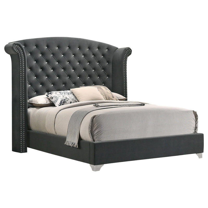 Melody Upholstered Queen Wingback Bed Grey - alternate view