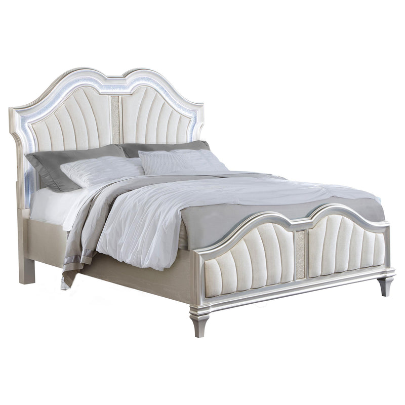 Evangeline Wood Queen LED Panel Bed Silver Oak - detail 3