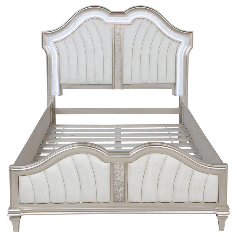 Evangeline Wood Queen LED Panel Bed Silver Oak - detail 4