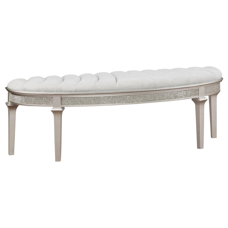Evangeline Curved Fabric Upholstered Bench Silver Oak - alternate view