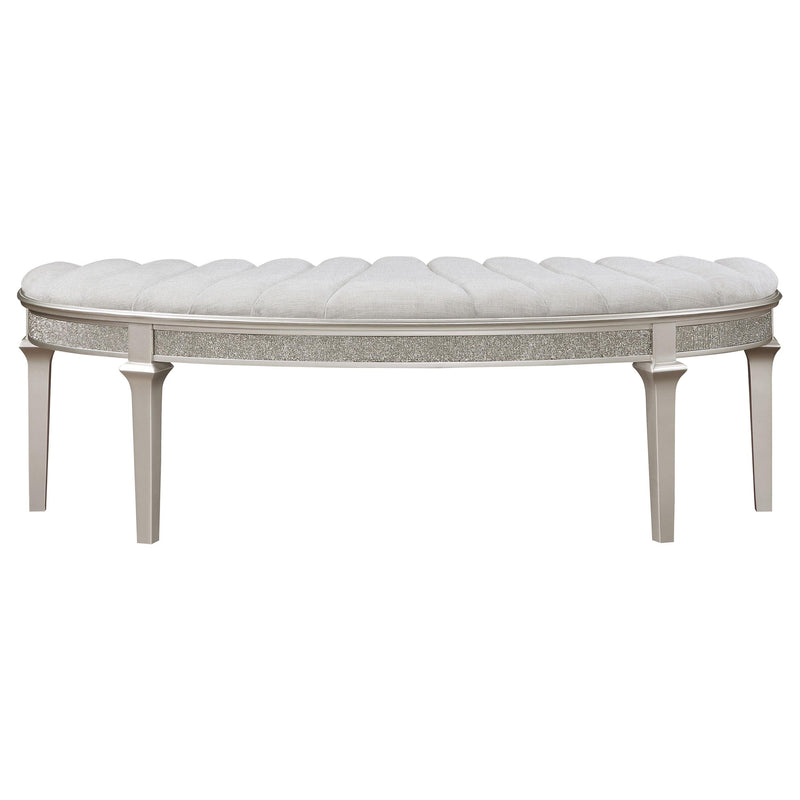 Evangeline Curved Fabric Upholstered Bench Silver Oak - detail 3
