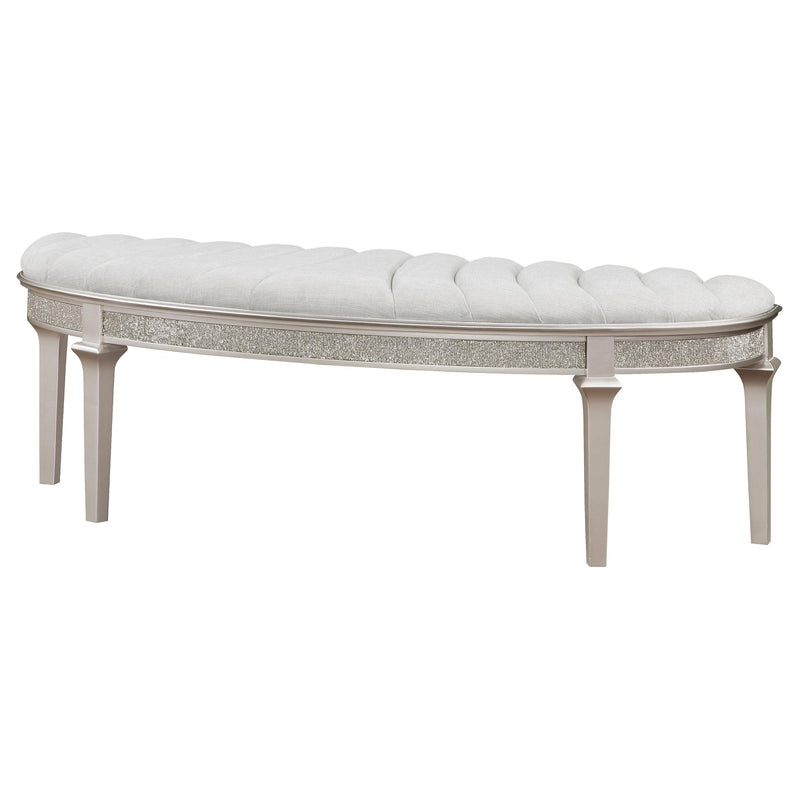 Evangeline Curved Fabric Upholstered Bench Silver Oak - detail 4