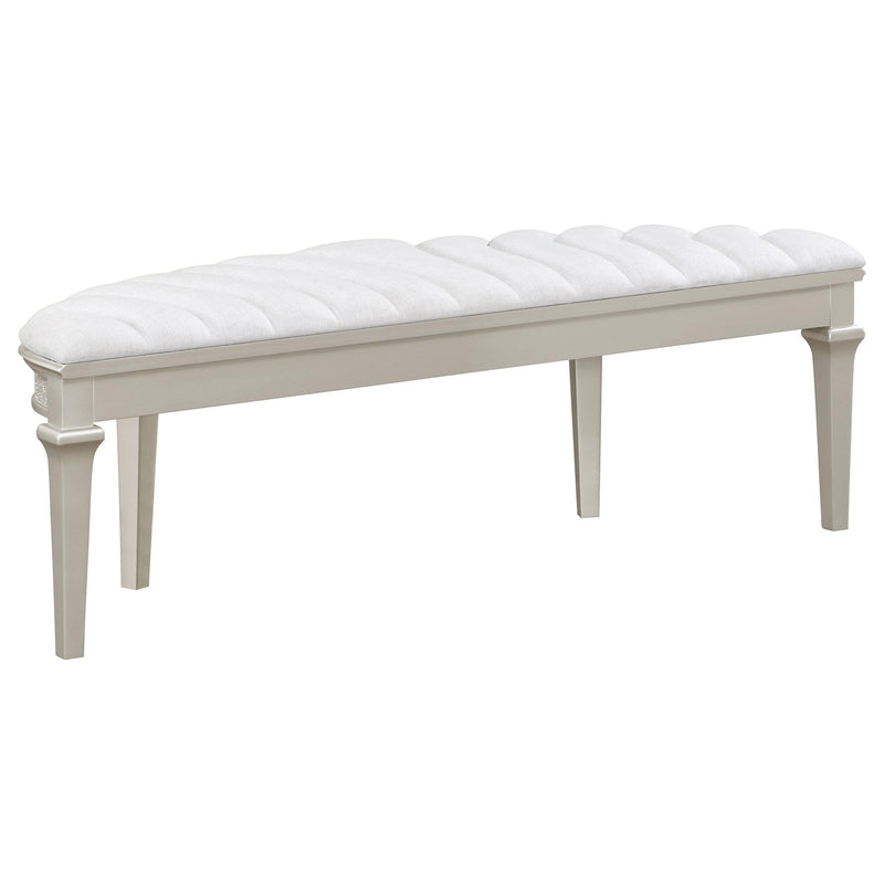 Evangeline Curved Fabric Upholstered Bench Silver Oak - detail 6