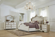 Antonella Upholstered Eastern King Panel Bed Ivory and Camel - detail 5