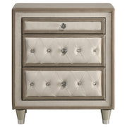 Antonella Upholstered 3-drawer Nightstand Ivory and Camel - detail 3