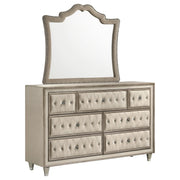 Antonella 7-drawer Upholstered Dresser with Mirror Ivory - alternate view